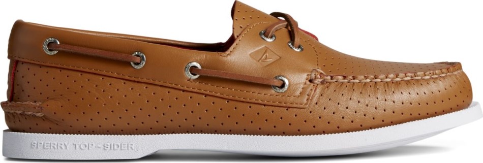 Authentischer Originaler Perforierter Bootsschuh Mit 2 Ösen In Tan Sperry