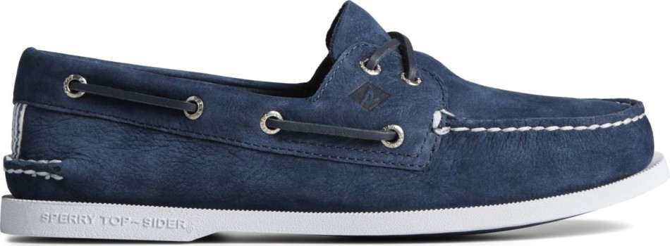 Sperry Authentischer Originaler 2-Loch-Seersucker-Bootsschuh Navy