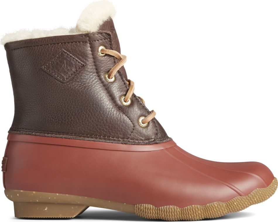 Sperry Saltwater Winter Luxe Leder Entenstiefel Thinsulate Tan Red